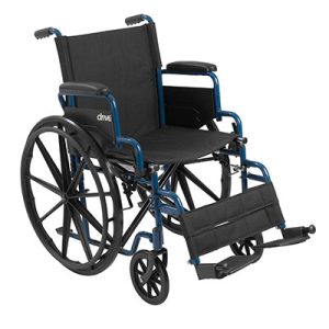 Blue Streak Wheelchair with Flip Back Desk Arms Swing Away Footrests 18" Seat
