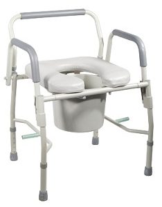 Commode with Drop Arms Deluxe Steel Padded Seat