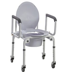 Commode with Drop Arms with Wheels Aluminum