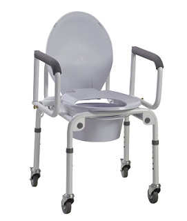 Commode with Drop Arms with Wheels Aluminum