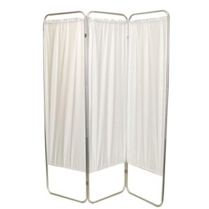 King Size 3-Panel Privacy Screen White 6 mil Vinyl 85" W x 68" H Extended