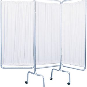 Standard 4-Panel Privacy Screen with Casters White 6 mil Vinyl 62" W x 68" H extended